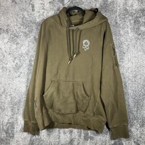 Zero Foxtrot Hoodie Mens 2XL Green Pullover Skull Logo Fleece Pocket Sweatshirt
